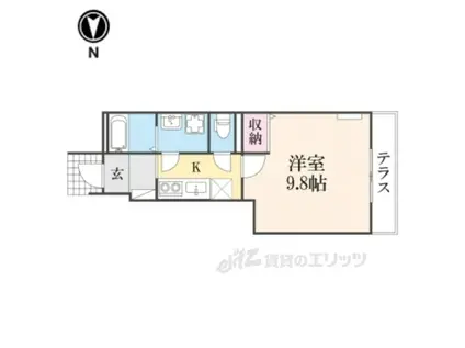 カーサ フェリス(1K/1階)の間取り写真