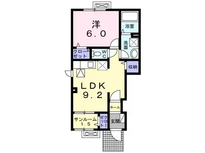 ルーエ春日山 II(1LDK/1階)の間取り写真