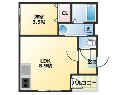 ハーモニーテラス杭全II(1LDK/3階)の間取り写真