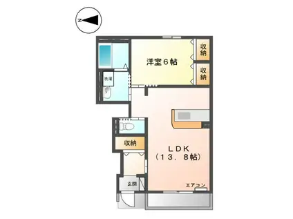 ディアコート(1LDK/1階)の間取り写真