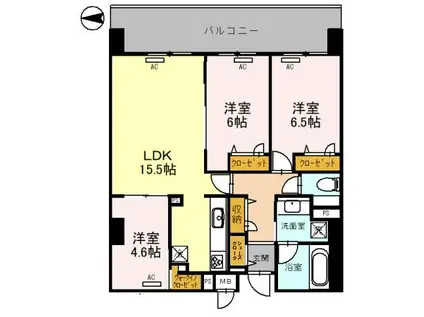 フレンシア西宮北口(3LDK/9階)の間取り写真