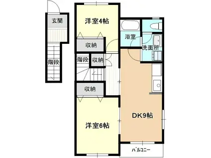 エクセルIIさつき(2DK/2階)の間取り写真