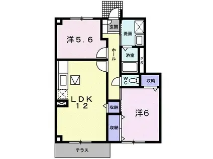 GLASSWING 2000(2LDK/1階)の間取り写真