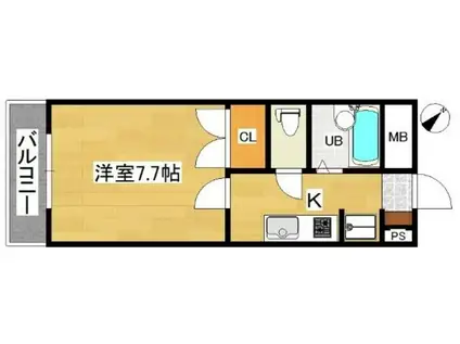 サンメゾン土樋(1K/1階)の間取り写真