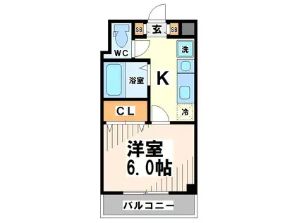 サンパラッツオ弐番館 当社管理物件(1K/4階)の間取り写真