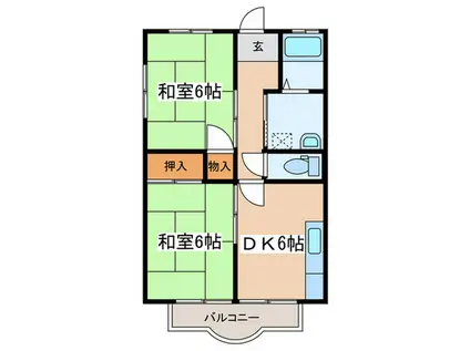 コーポ奥津(2DK/2階)の間取り写真