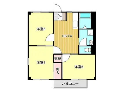 ブラウンシャトー(3DK/2階)の間取り写真