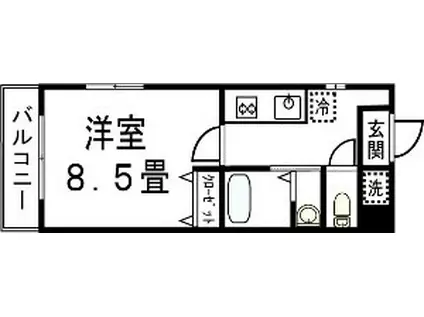 ウィッシュコート元木(1K/3階)の間取り写真
