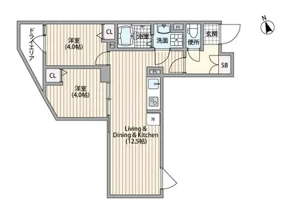 HJクラウンI(2LDK/2階)の間取り写真