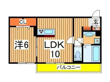 ティアラⅡ(1LDK/1階)の間取り写真
