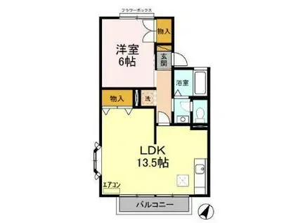 セジュールワイケーII(1LDK/1階)の間取り写真