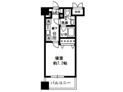 レジディア四谷三丁目(1K/2階)の間取り写真