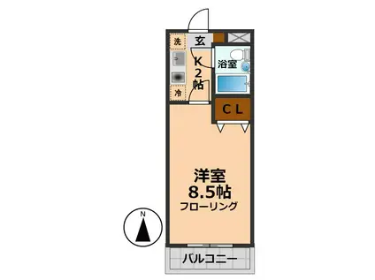 カオパレスNO.20(1K/2階)の間取り写真