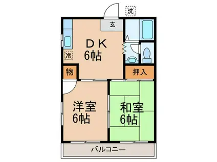 カーサシマダ(2DK/1階)の間取り写真
