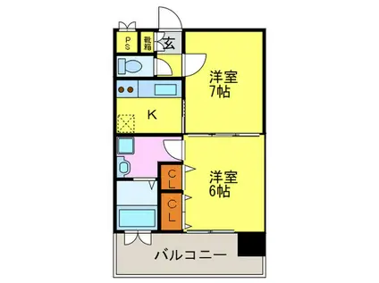 エンクレスト薬院II(2K/11階)の間取り写真