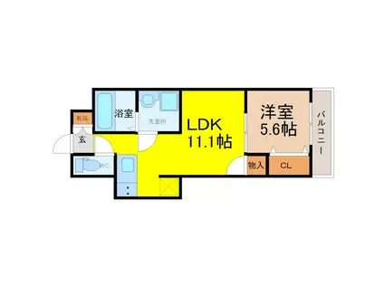プラージュ大曽根(1LDK/2階)の間取り写真