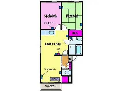 フォーブル石金(2LDK/2階)の間取り写真