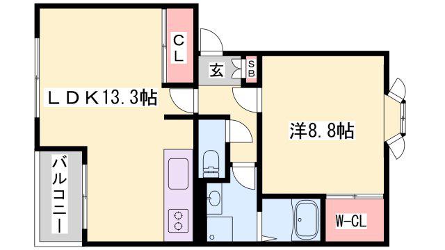 スカイドリーム(1LDK/1階)の間取り写真