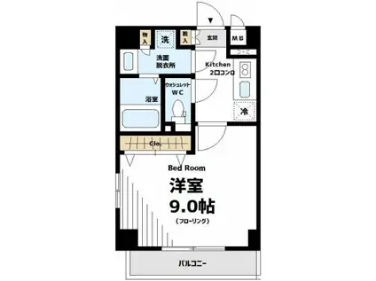 HIVER(1K/3階)の間取り写真