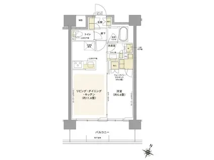 コムレジ赤羽 棟(1LDK/7階)の間取り写真