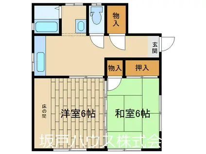 東武東上線 坂戸駅(埼玉) 徒歩15分 2階建 築37年(2DK/1階)の間取り写真