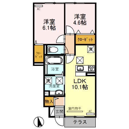 ROOM M(2LDK/1階)の間取り写真