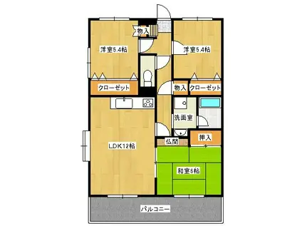 ビューテラス那珂川(3LDK/3階)の間取り写真