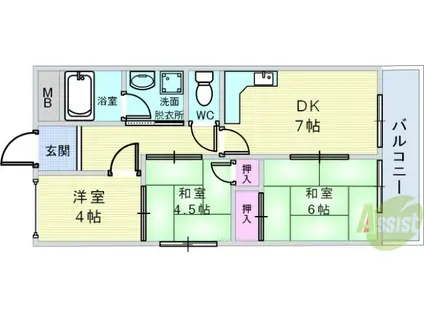 第2尾形マンション(3DK/2階)の間取り写真