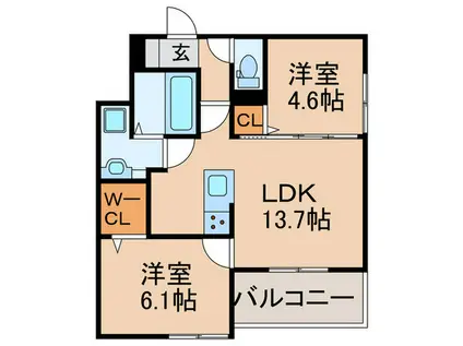 ALTAMAISON東雲(2LDK/1階)の間取り写真