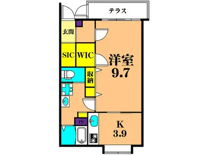 戸山コロネット(1K/1階)の間取り写真