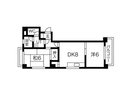 ダブルーンVII白金(2DK/2階)の間取り写真