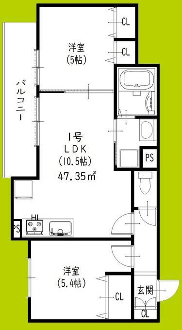 クリエオーレ菊水町(2LDK/3階)の間取り写真