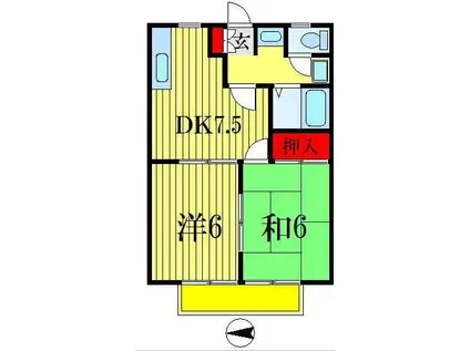 サンパティオC棟(2DK/1階)の間取り写真