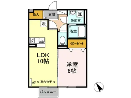 ベルコートII(1LDK/2階)の間取り写真