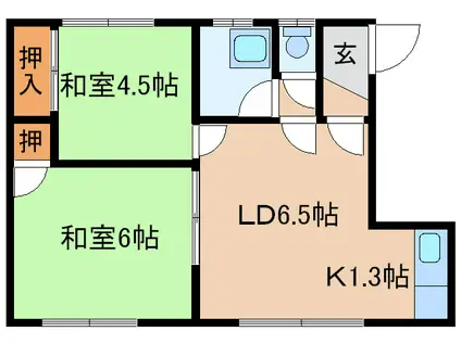 土井マンション第一(2LDK/1階)の間取り写真