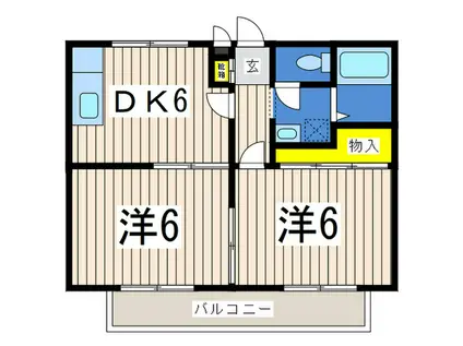 パインハイツ(2DK/2階)の間取り写真