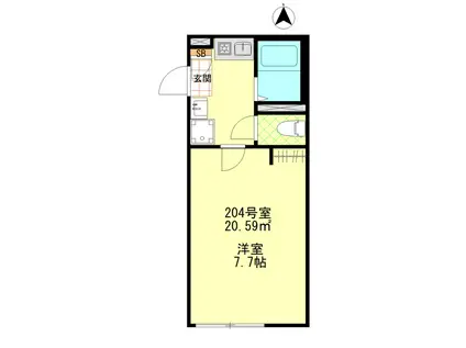 ルミナス千住大橋(1K/2階)の間取り写真