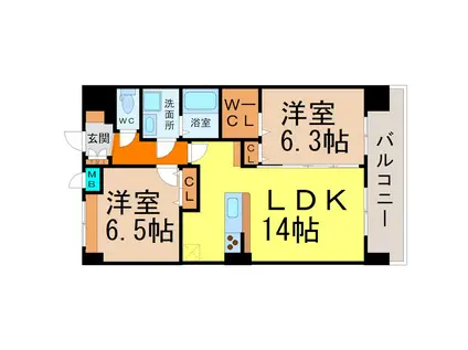 プラジュ千種(2LDK/6階)の間取り写真
