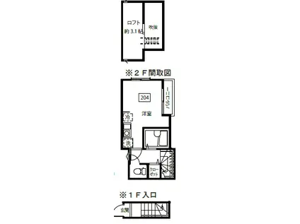 メルディア新小岩(ワンルーム/2階)の間取り写真