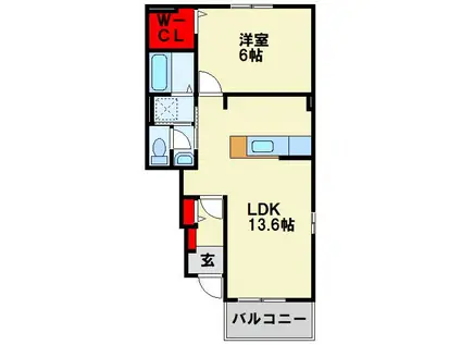 サングレイス B(1LDK/1階)の間取り写真