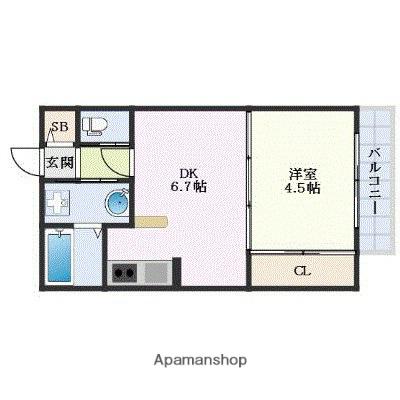 ウィステリア桜坂ヒルズ(1DK/6階)の間取り写真