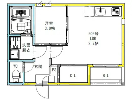 REGALESTプルミエール坪井(1LDK/1階)の間取り写真