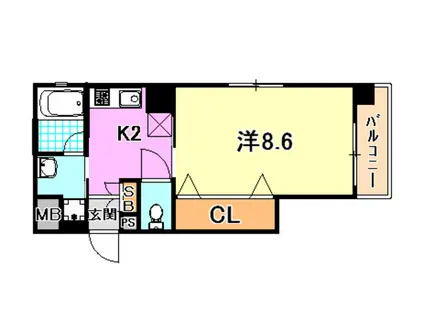 エスティ・ロアール神戸西(1K/5階)の間取り写真