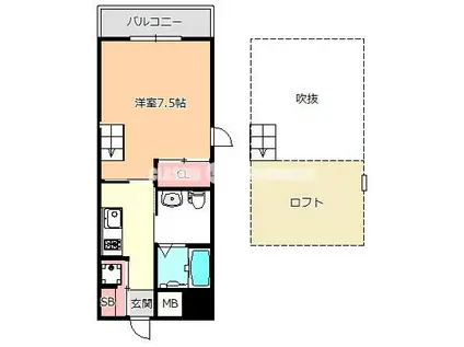 LA CASA新深江(1SK/8階)の間取り写真