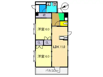 CLAREFUJIMOTO北棟(2LDK/5階)の間取り写真