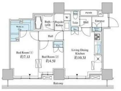 ベルファース芝浦タワー(2LDK/25階)の間取り写真