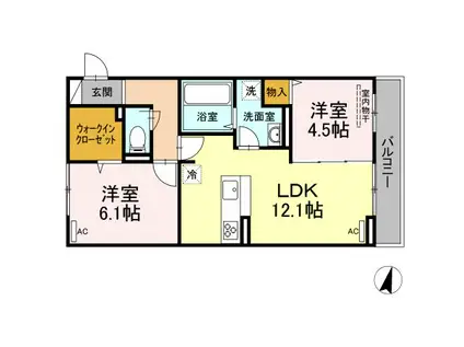 ブレインーゾーンIII(2LDK/2階)の間取り写真