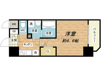 エスプレイス大阪城サウス(1K/2階)の間取り写真