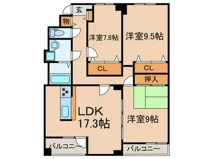 IRORIE(3LDK/3階)の間取り写真