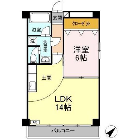 第2パークサイドマンション(1LDK/3階)の間取り写真